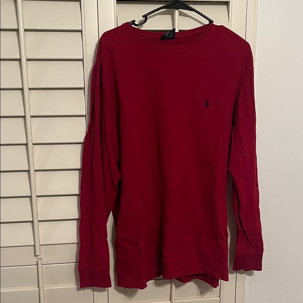 4/$25 SALE Men’s Large POLO Ralph Lauren Red Long Sleeve Crew Neck 100% Cotton